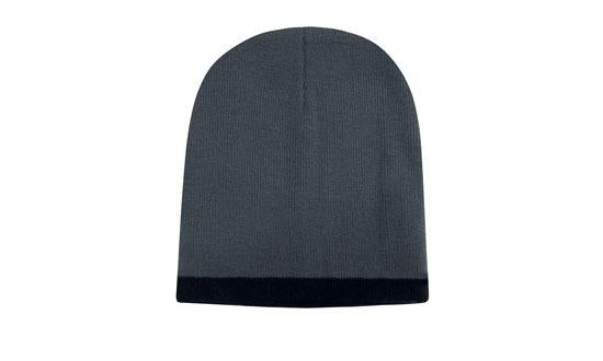 Headwear Roll Down Two Tone Acrylic Beanie