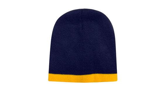 Headwear Roll Down Two Tone Acrylic Beanie