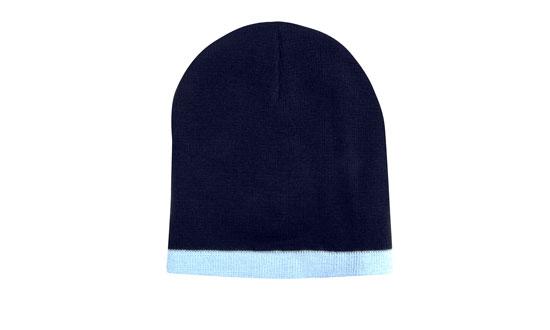 Headwear Roll Down Two Tone Acrylic Beanie