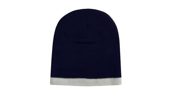 Headwear Roll Down Two Tone Acrylic Beanie