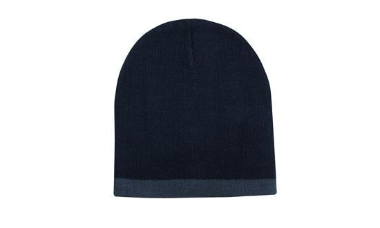 Headwear Roll Down Two Tone Acrylic Beanie