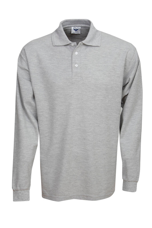 Blue Whale Mens Premium Long Sleeve Pique Polo
