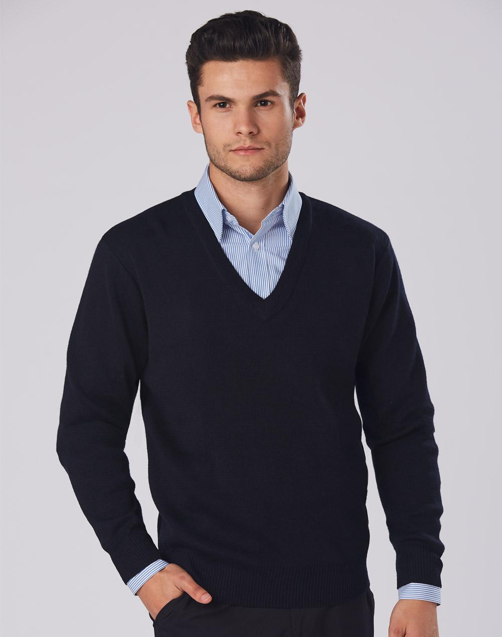 Winning Spirit WJ01 Unisex Wool/ Acrylic V-Neck Jumper