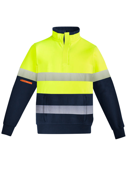 Syzmik Mens Orange Flame Hi Vis 1/4 Zip Pullover - Hoop Taped