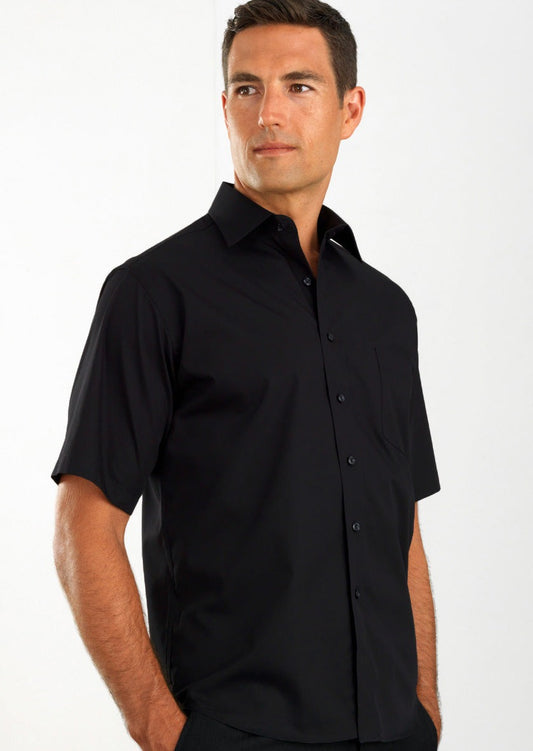 John Kevin Style 201 Black Mens Short Sleeve Poplin
