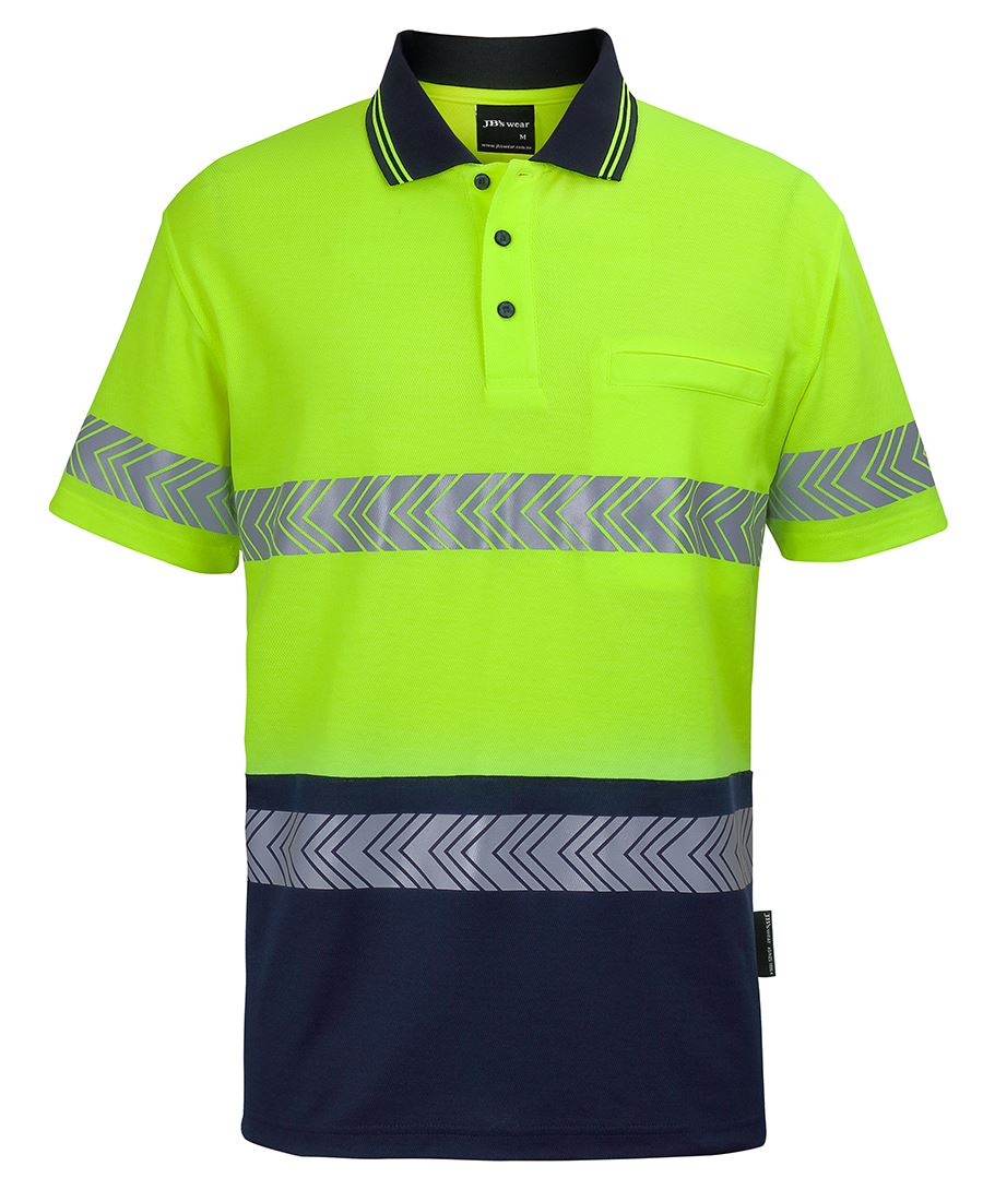 JBs Wear Hi Vis (D &N) Cotton back Shortleeve Segemented Tape Polo