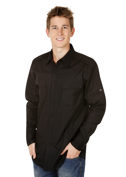 Blue Whale Mens Cotton Twill Bar Shirt Long Sleeve