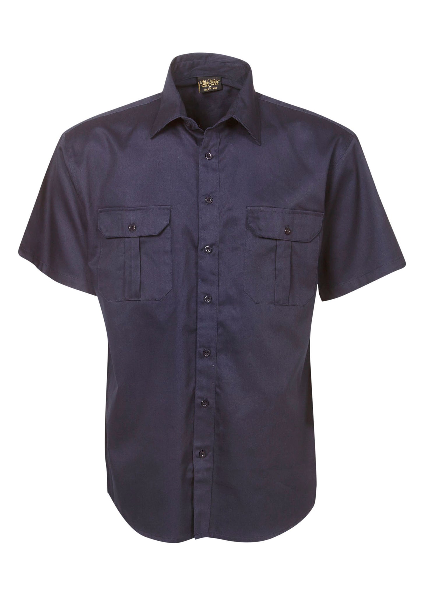 Blue Whale Mens Cotton Drill Work Shirt Short Sleeve