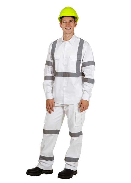 Blue Whale Night Use White Cotton Drill Shirt