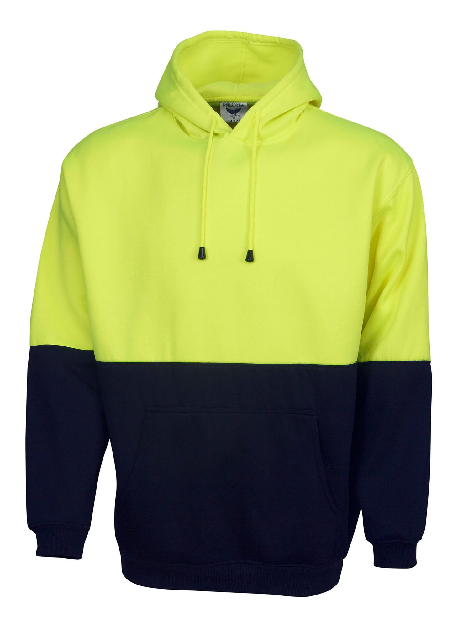 Blue Whale Unisex Hi Vis Fleecy Hoodie with Kangaroo Pocket