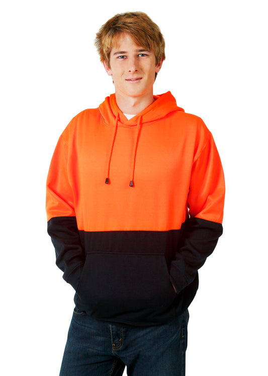 Blue Whale Unisex Hi Vis Fleecy Hoodie with Kangaroo Pocket