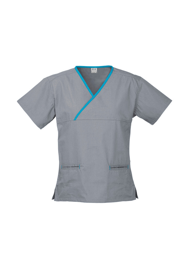 Biz Collection Ladies Contrast Crossover Scrubs Top