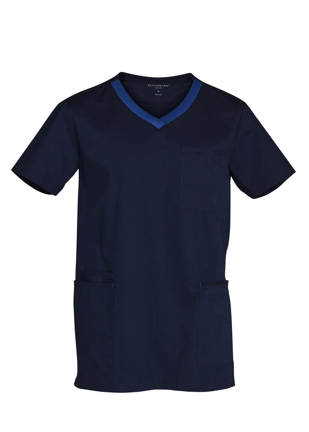 Winning Spirit Mens V-Neck Contrast Trim Scrub Top