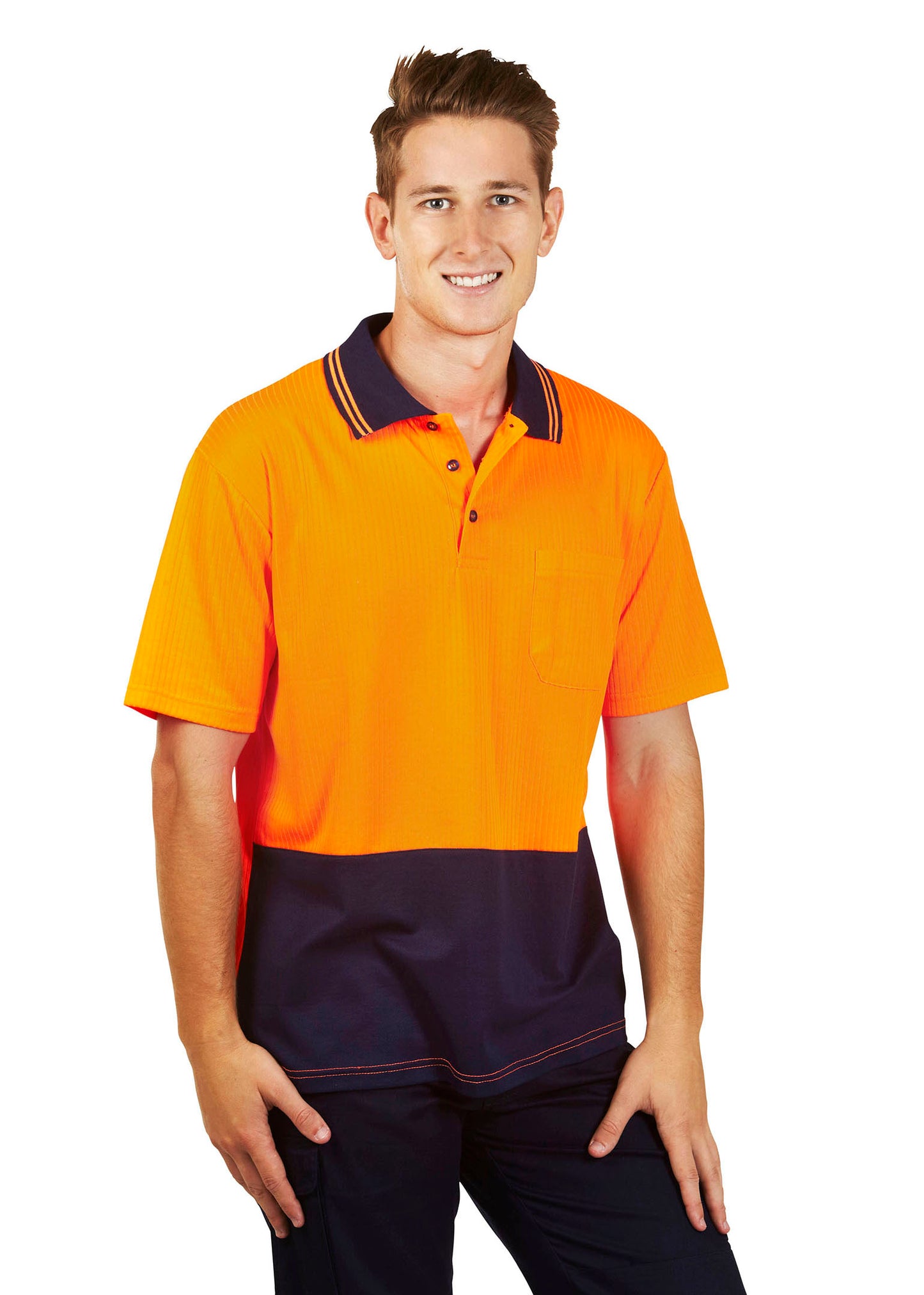 Blue Whale Unisex Hi Vis Needle Cotton Back Polo Short Sleeve