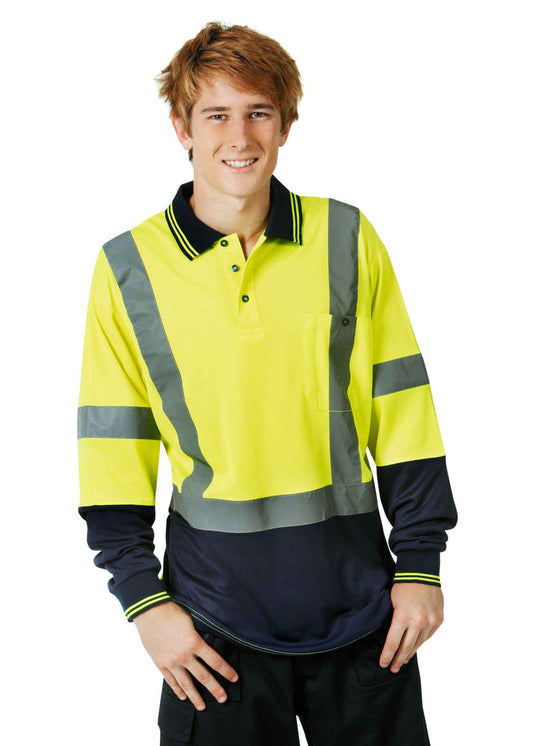 Blue Whale Unisex Cotton Back True Dry D/N Long Sleeve Polo