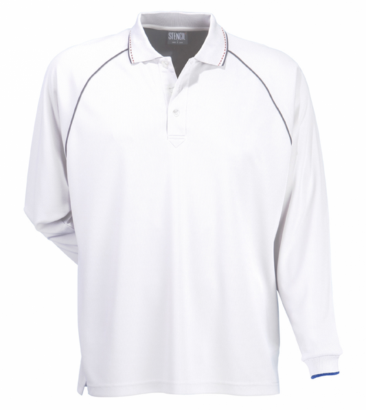 Stencil Mens L/S Cool Dry Polo