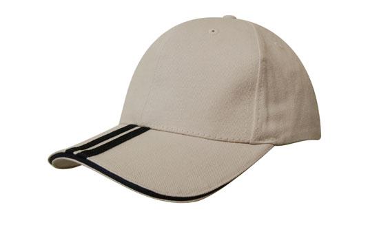 Headwear Brushed Heavy Cotton with Two Striped Peak and Sandwich