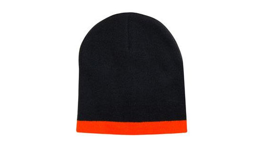 Headwear Roll Down Two Tone Acrylic Beanie