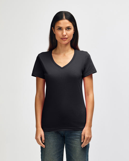 Gildan Softstyle 64V00L Womens V-Neck T-Shirt - Black