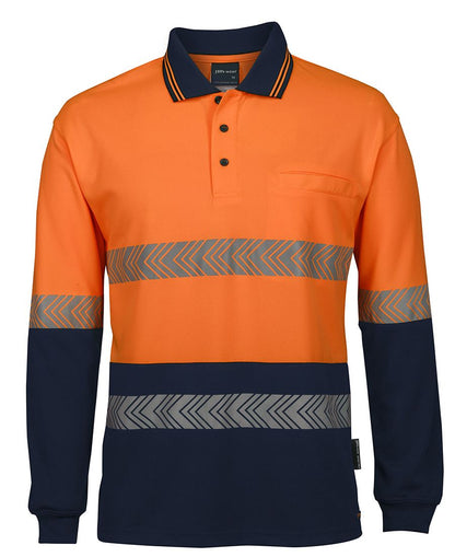 JBs Wear Hi Vis Segmented Tape Long Sleeve Polo