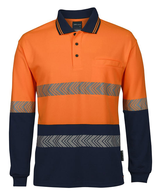JBs Wear Hi Vis Segmented Tape Long Sleeve Polo