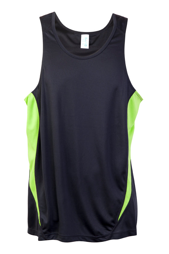 Ramo Mens Accelerator Cool Dry Singlet Charcoal Lime