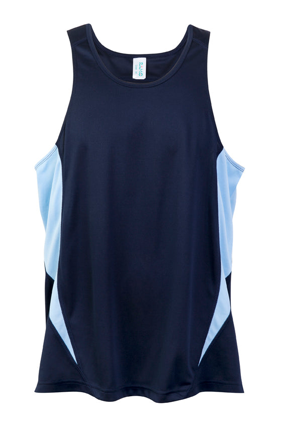 Ramo Mens Accelerator Cool Dry Singlet Navy Sky Blue