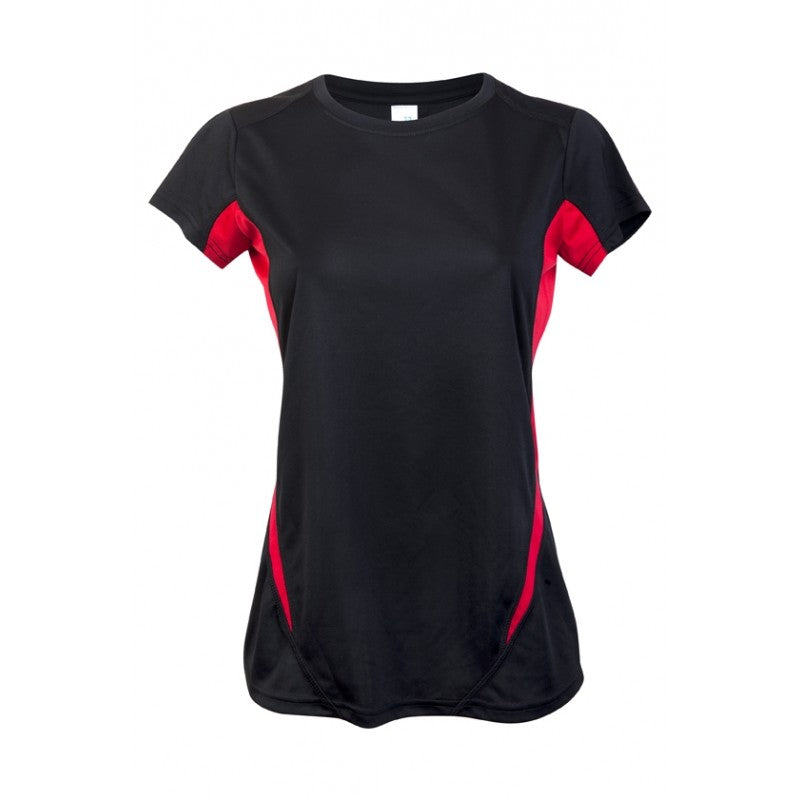 Ramo T447LD Ladies Accelerator Cool Dry T-Shirt - Black / Red
