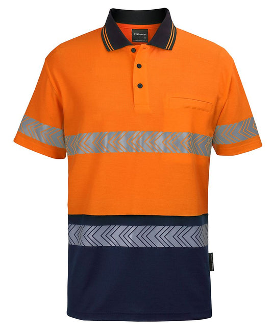 JBs Wear Hi Vis (D &N) Cotton back Shortleeve Segemented Tape Polo