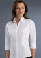 John Kevin Style 700 White - Womens Slim Fit 3/4 Sleeve Poplin