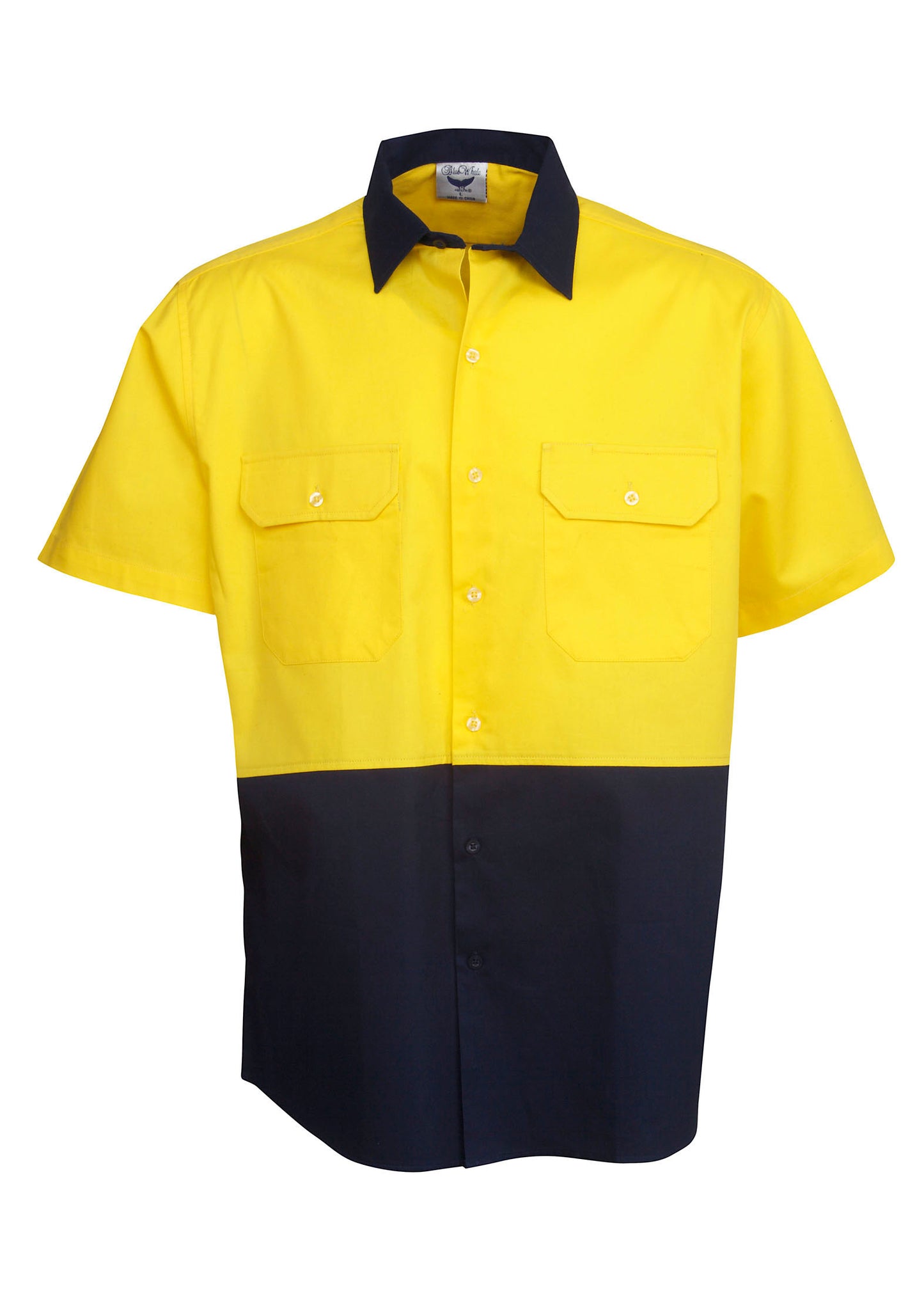 Blue Whale Unisex High Vis 190GSM Cotton Drill Shirt Short Sleeve