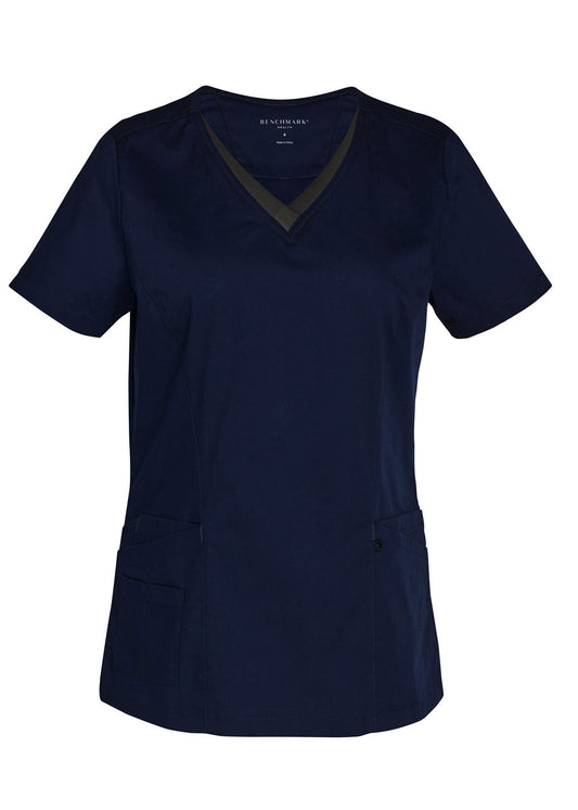 Winning Spirit Ladies V-Neck Contrast Trim Scrub Top